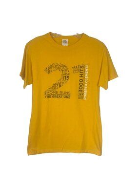 Pittsburgh Pirates Roberto Clemente Tribute Tshirt Mens Small Yellow Sugardale